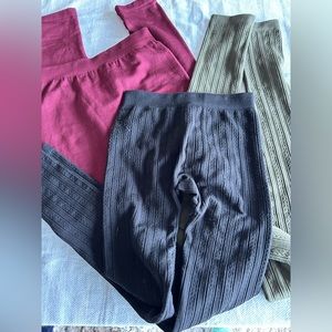 Pink Rose sweater leggings (3). Sweater with fleece lining.